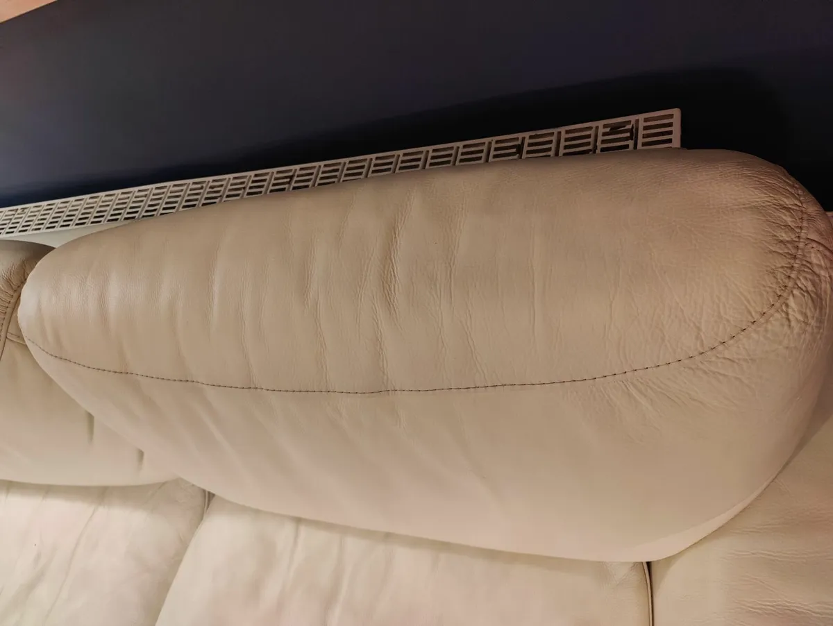 Large white real leather sofa - Image 4