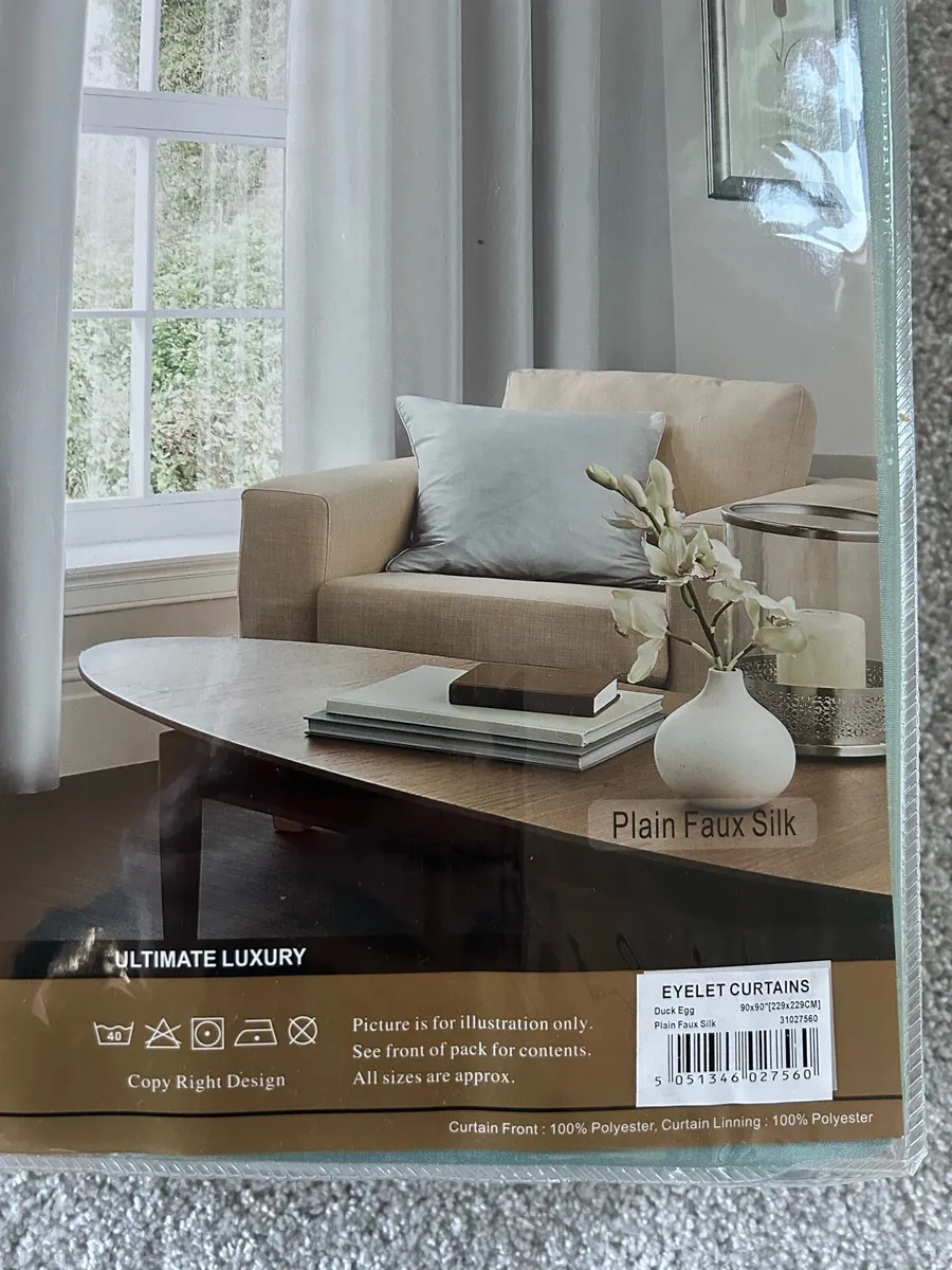 90x99 Duck Egg Curtains 3 sets - Image 4