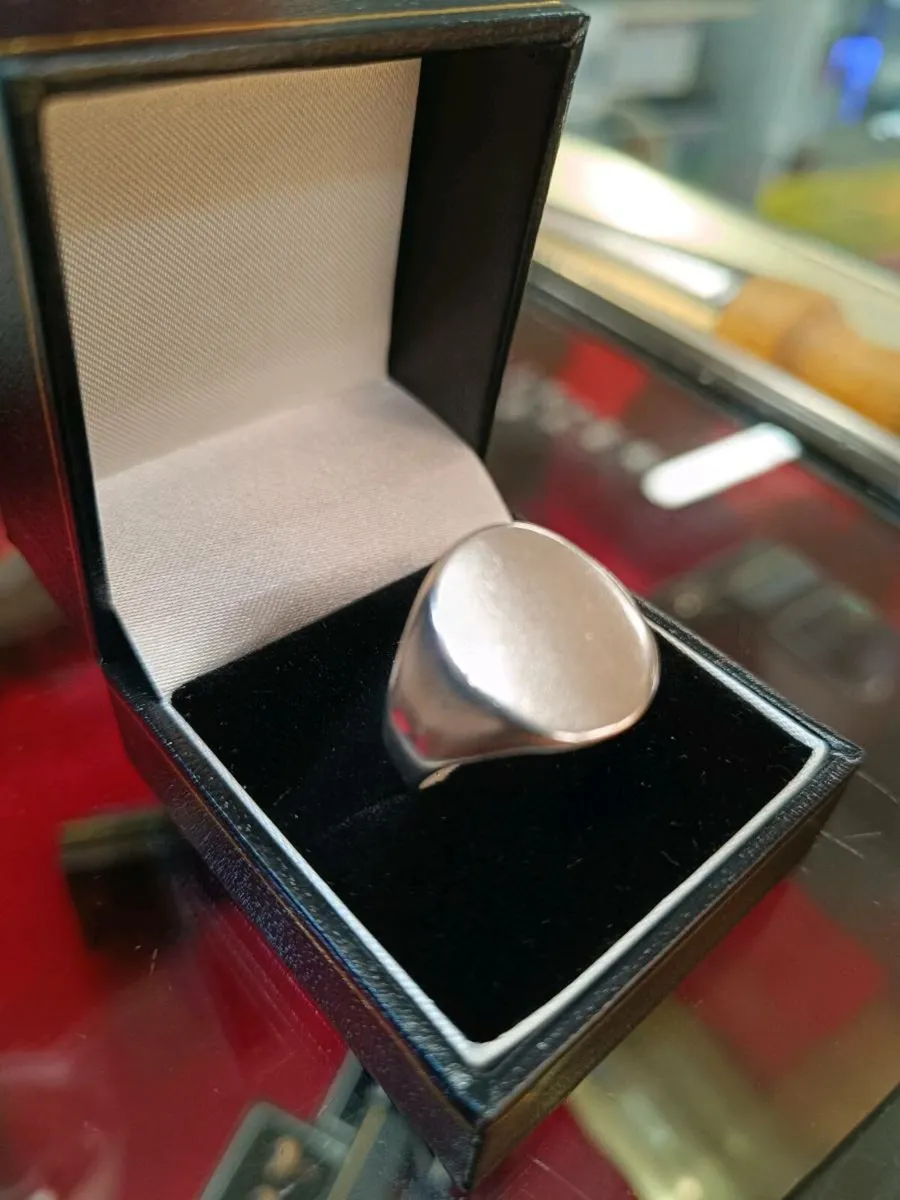 Silver Signet Ring , Plain , Large - Image 1