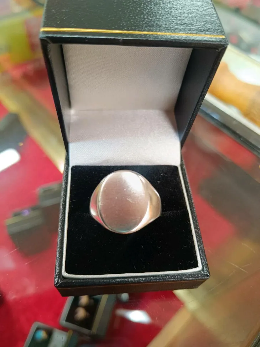 Silver Signet Ring , Plain , Large - Image 2
