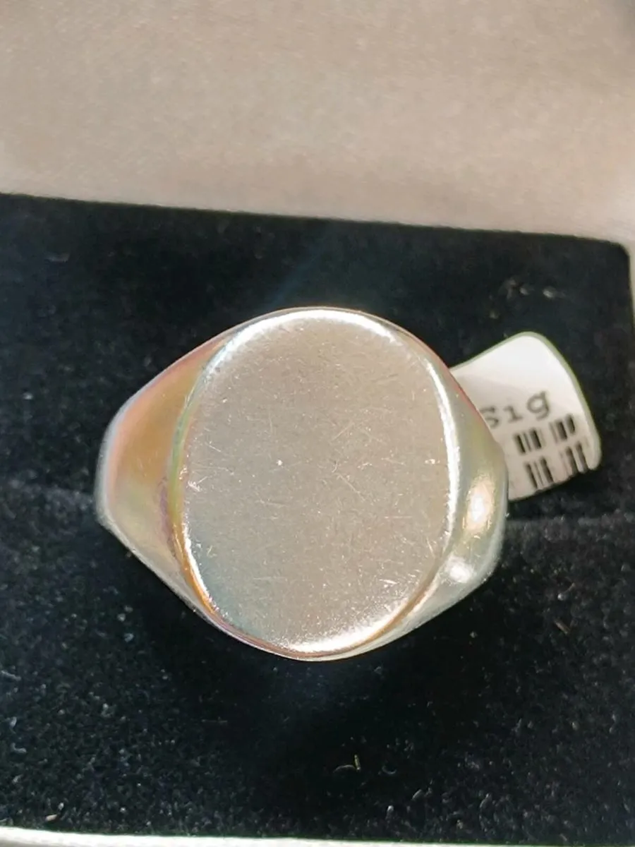 Silver Signet Ring , Plain , Large - Image 3