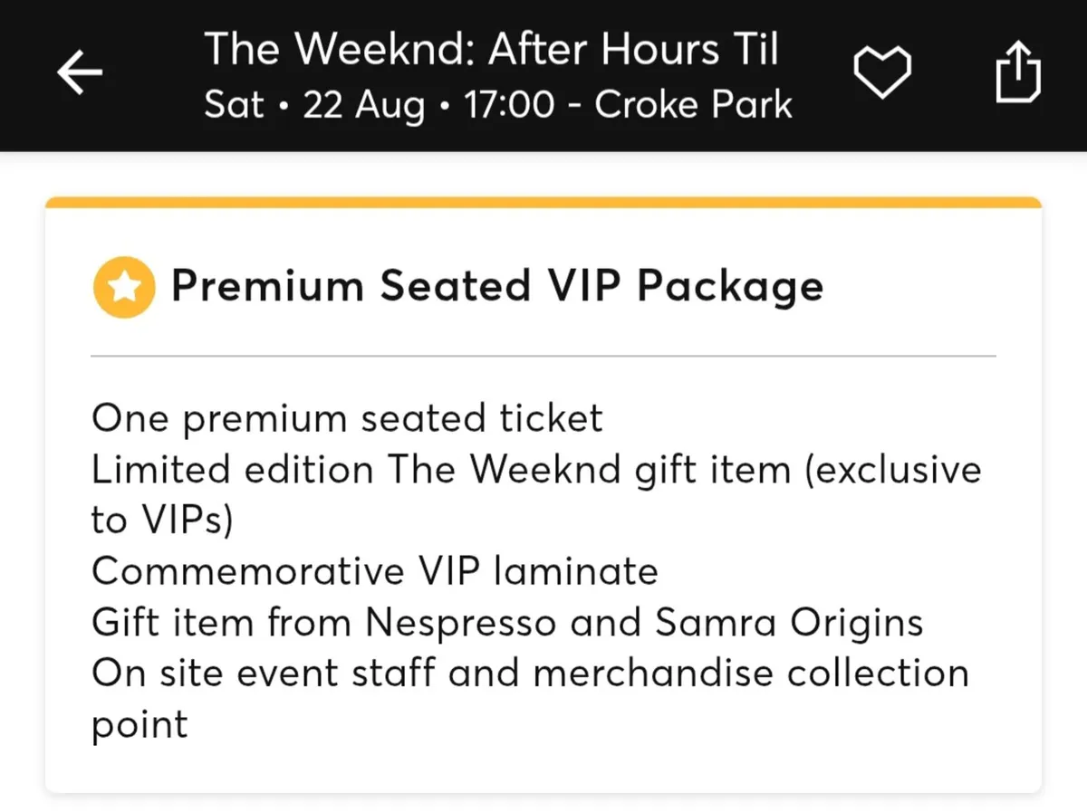 The Weeknd 2 x VIP Tickets Sat 22nd Aug Croke Park - Image 3
