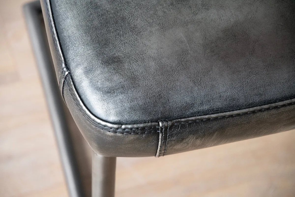 4  Dining Chairs -Like New Leather Cantilever - Image 3