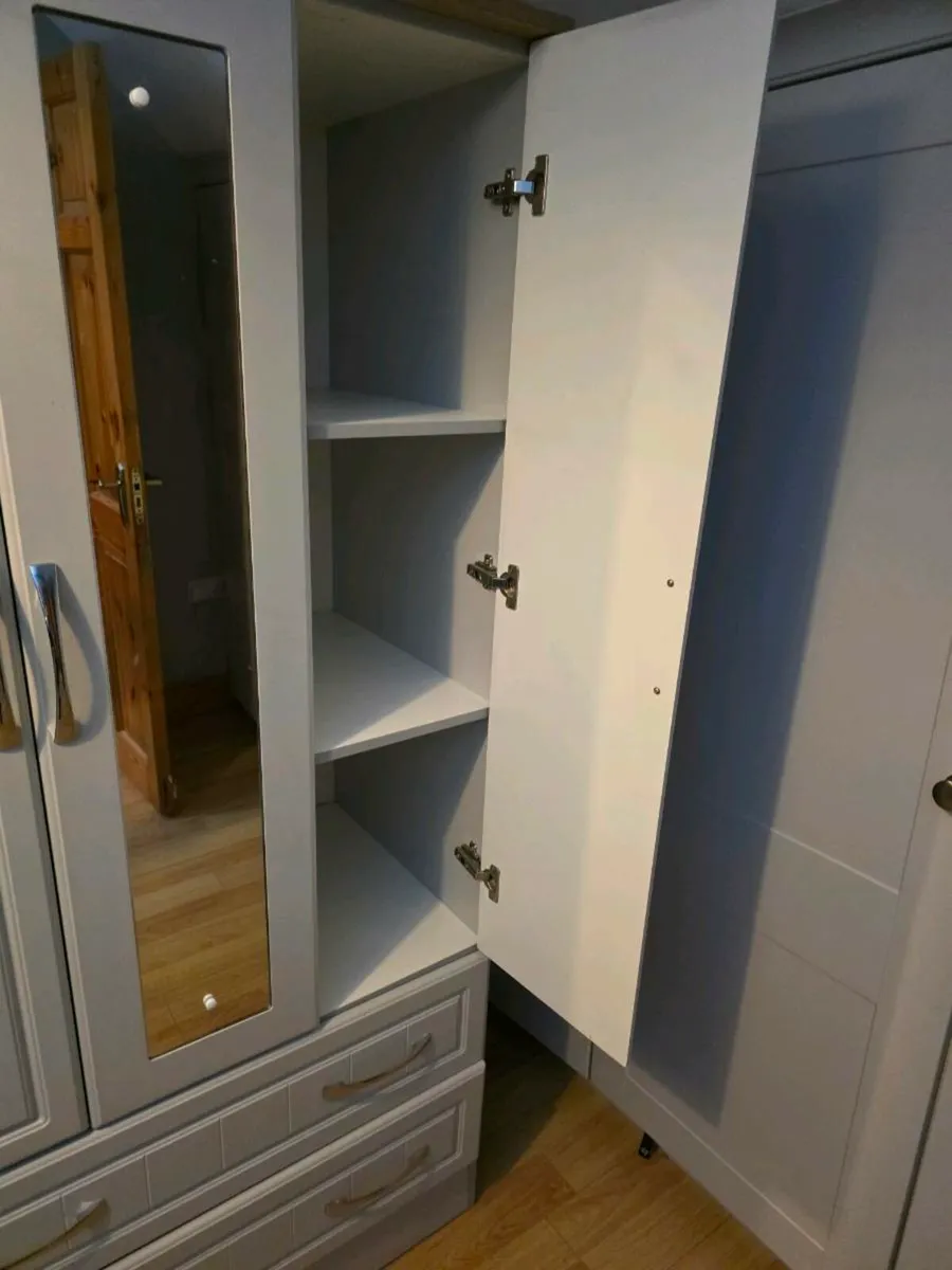 3 Door Grey Wardrobe  Good Condition - Image 3