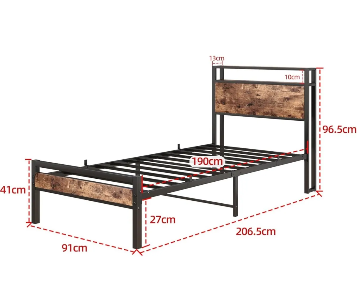 3ft Single Bed Frames Solid Metal Bed Frames with - Image 2