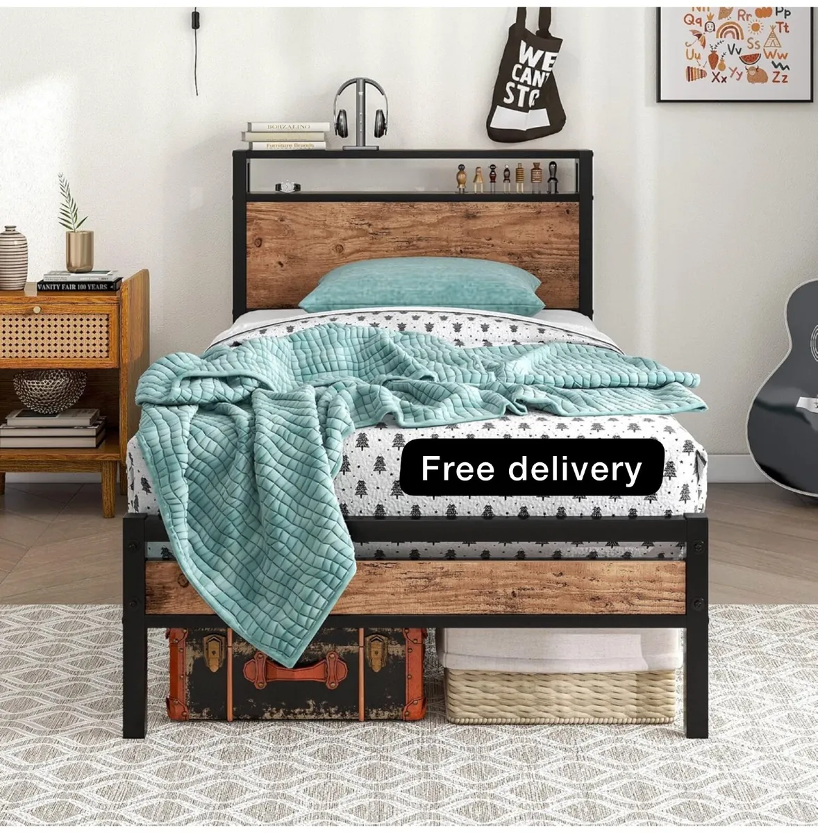 3ft Single Bed Frames Solid Metal Bed Frames with - Image 1