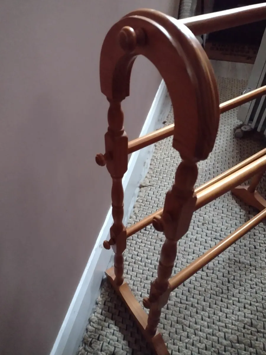 Tall antique wooden towel rail - Image 2