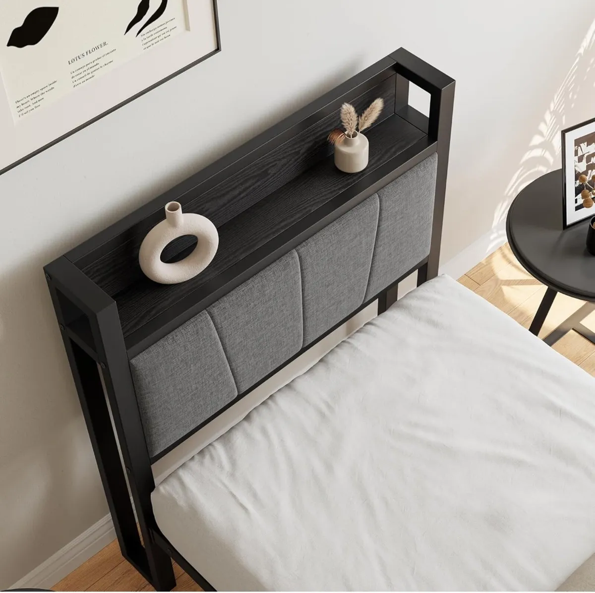 3ft Single Bed Frame with Storage Headboard - Image 4