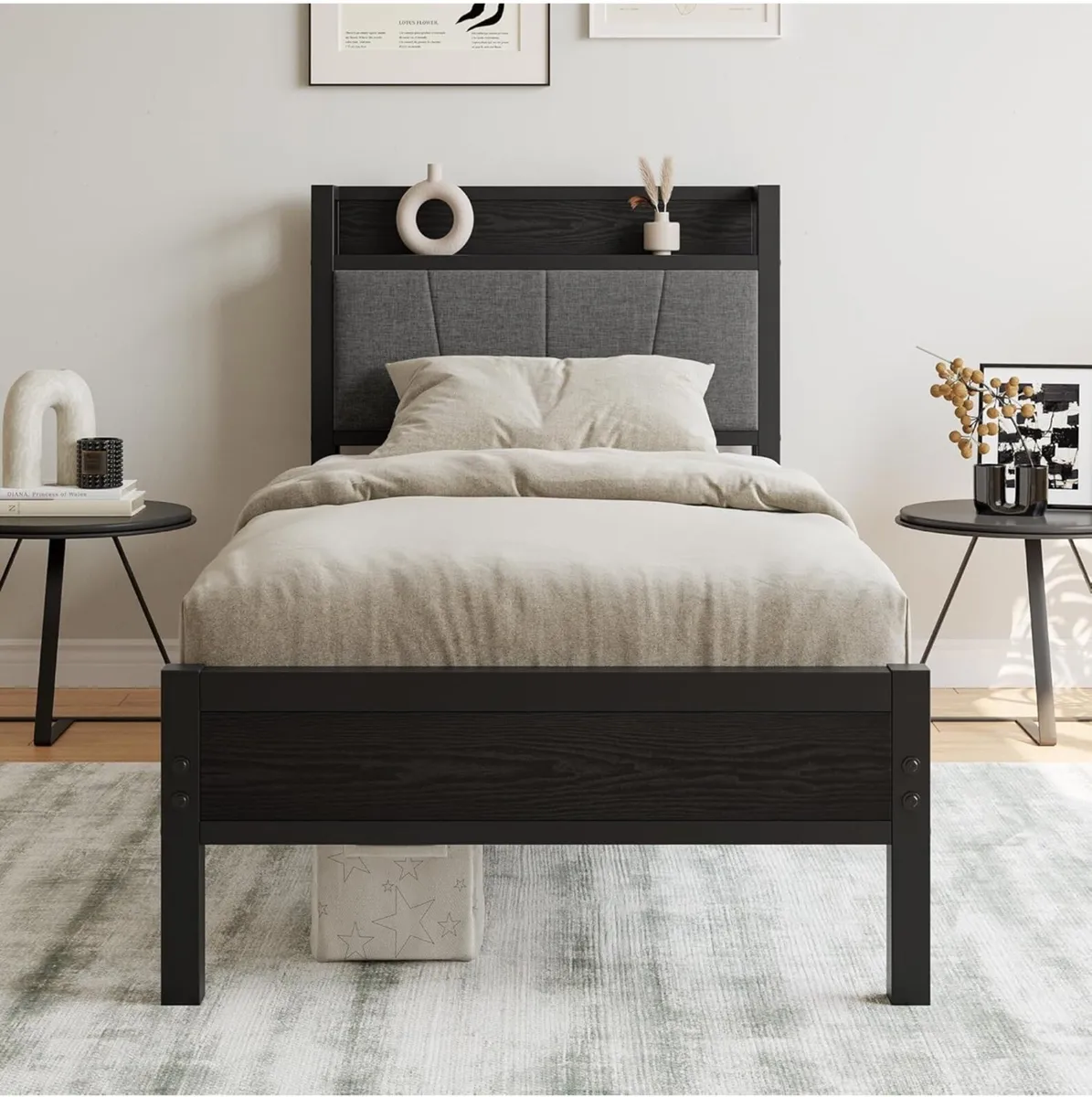 3ft Single Bed Frame with Storage Headboard - Image 3