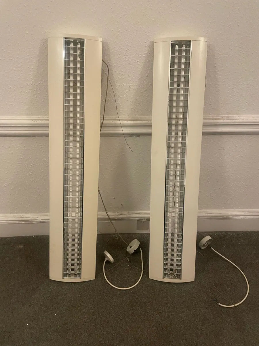 Commercial Fluorescent Wall Lights – Pair- working