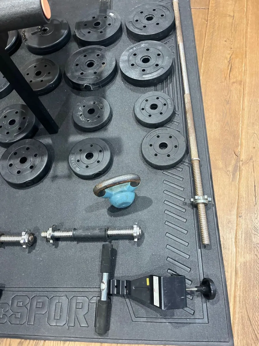 Bench barbell dumbbells and weights - Image 2