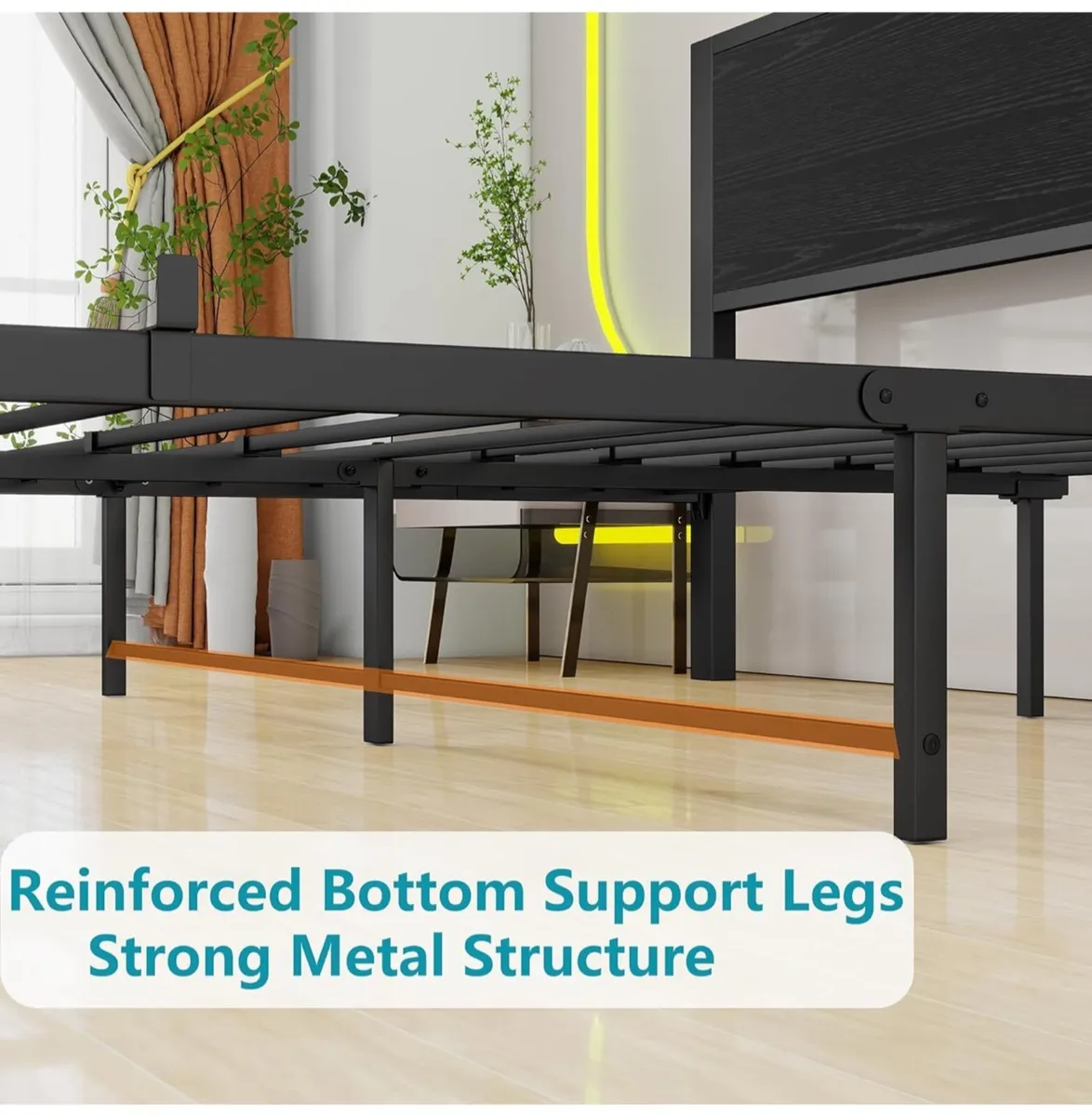 Single Bed Frame with Wood Storage Headboard - Image 3