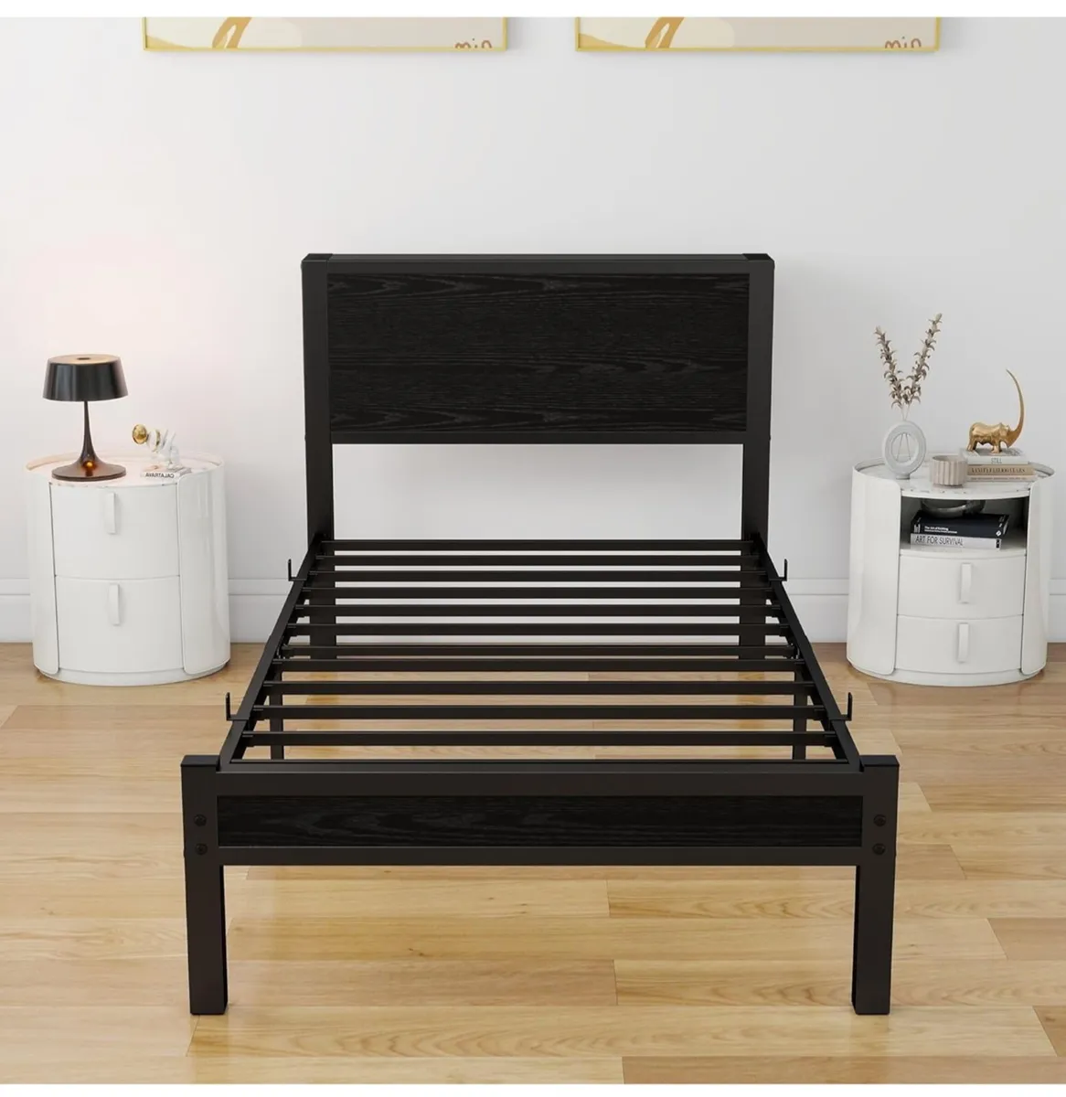 Single Bed Frame with Wood Storage Headboard - Image 2