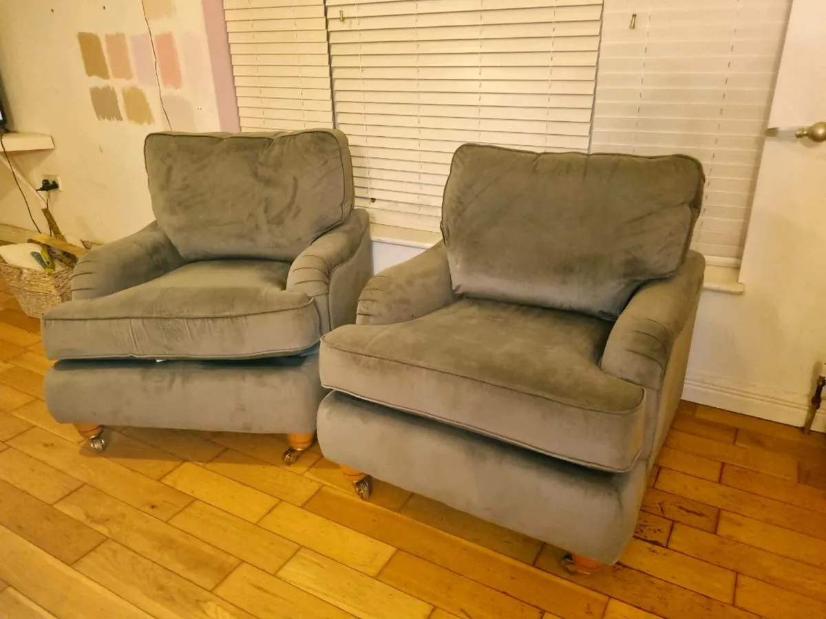 Grey Suede Arm chairs - Image 2