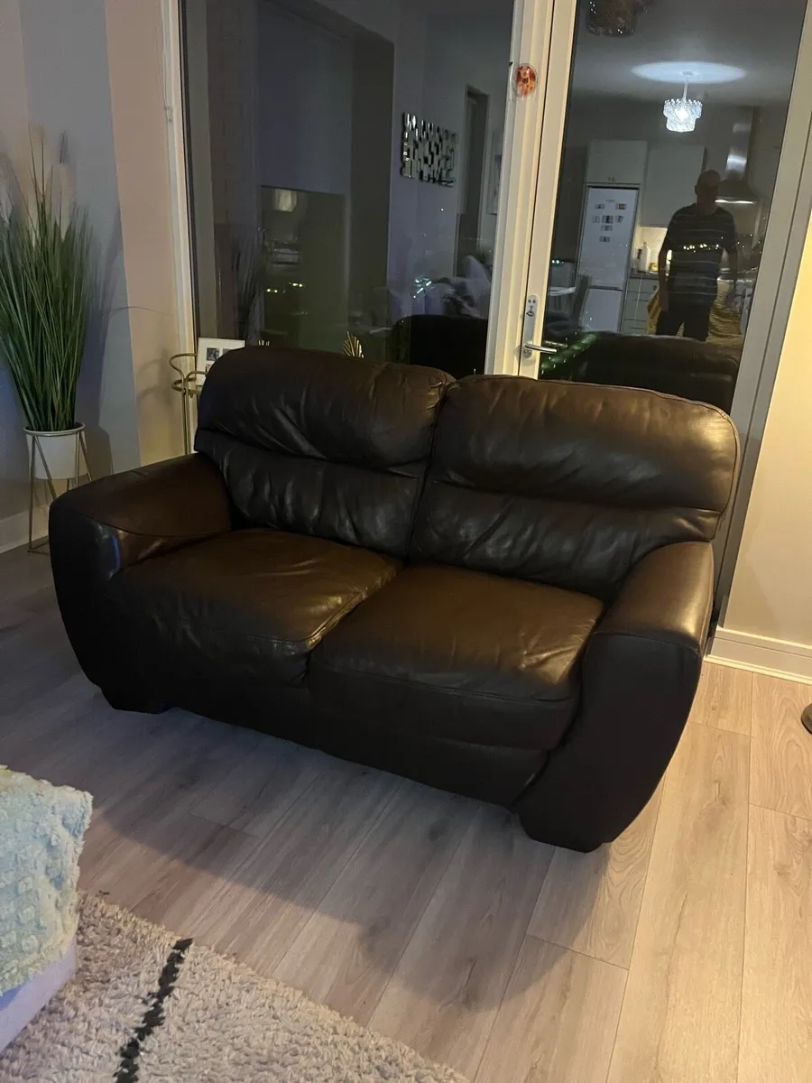 Soft brown 2 seater leather sofa - Image 1