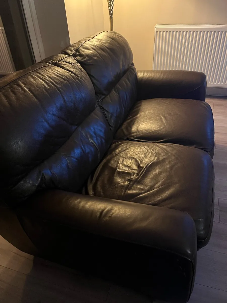 Soft brown 2 seater leather sofa - Image 2