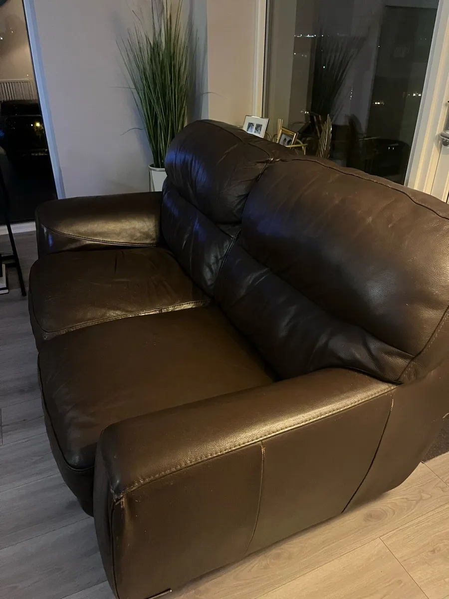 Soft brown 2 seater leather sofa - Image 4