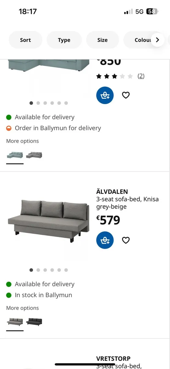 3 Seater Sofa Bed Ikea ALVDALEN Grey - Image 2