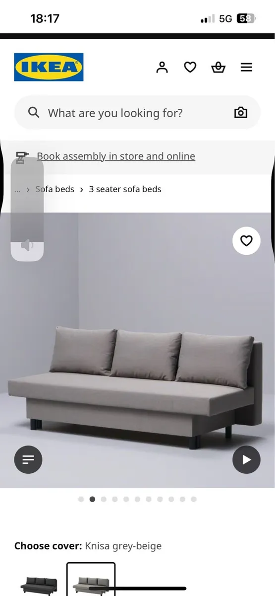 3 Seater Sofa Bed Ikea ALVDALEN Grey - Image 3