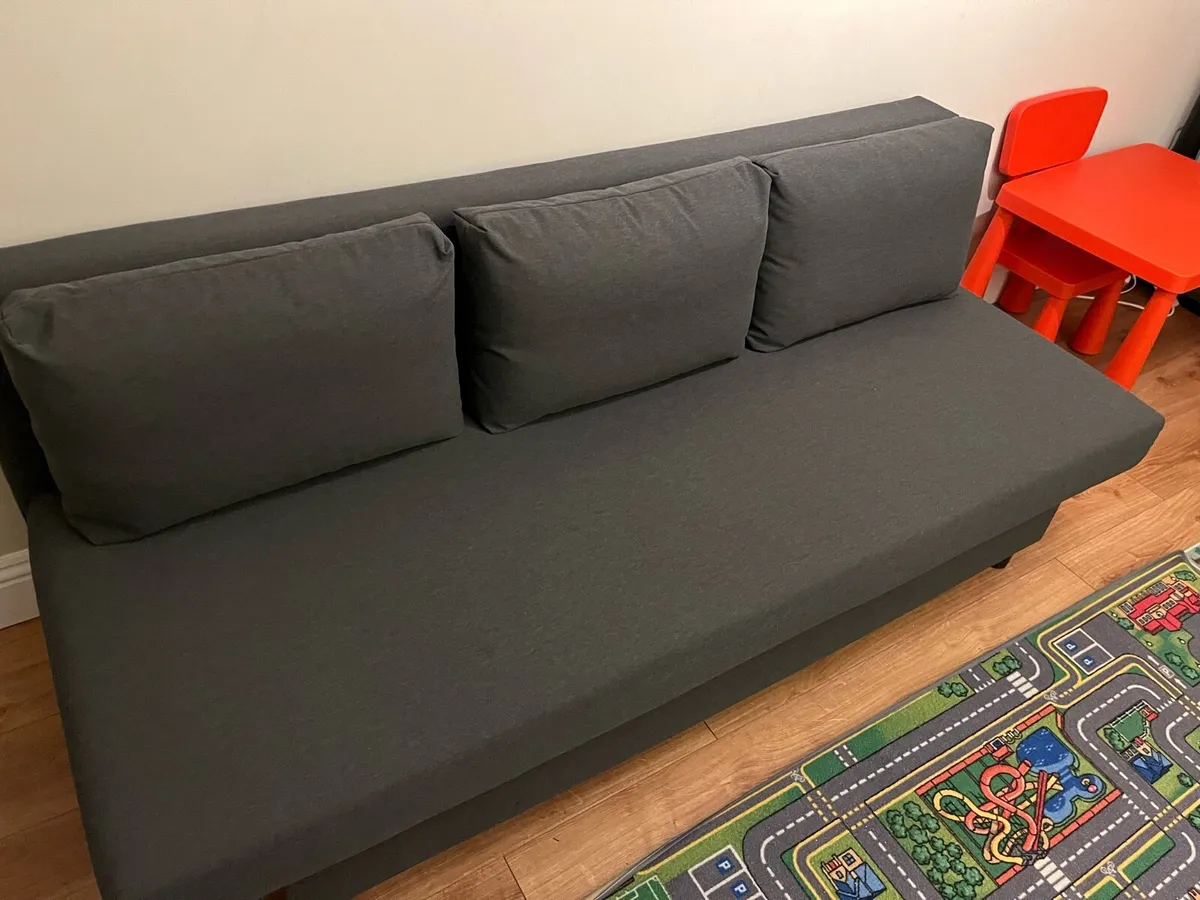 3 Seater Sofa Bed Ikea ALVDALEN Grey - Image 1