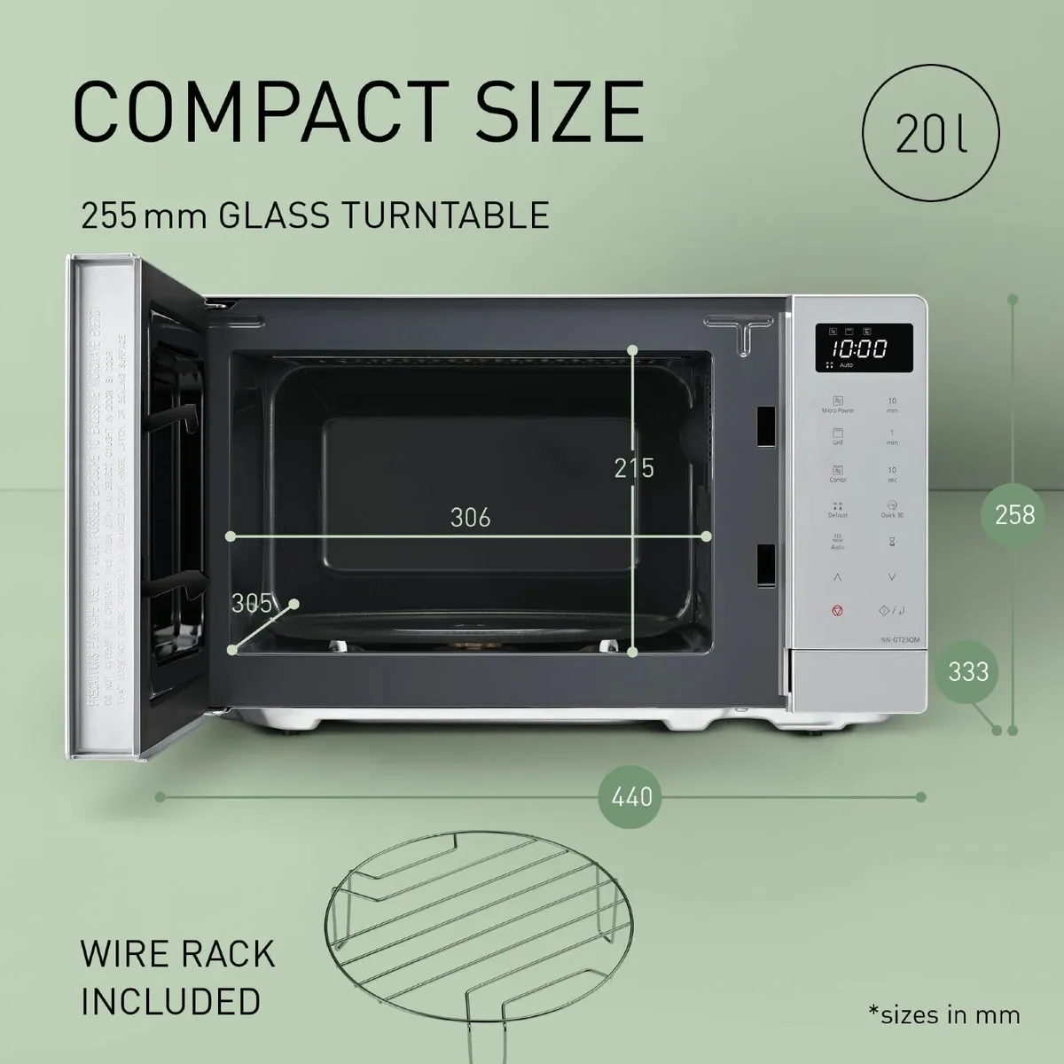 NN-GT23QMBPQ 20L Grill Microwave Oven with Glass - Image 2