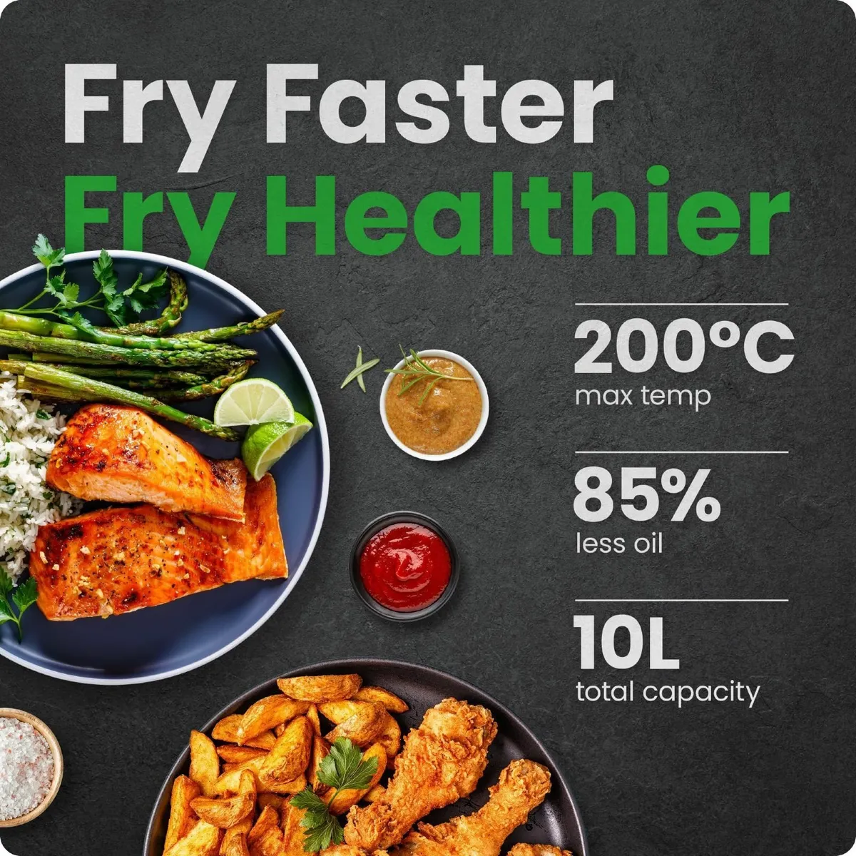 5 in 1 Air Fryer Oven with Rotisserie 10L 1800W - Image 3