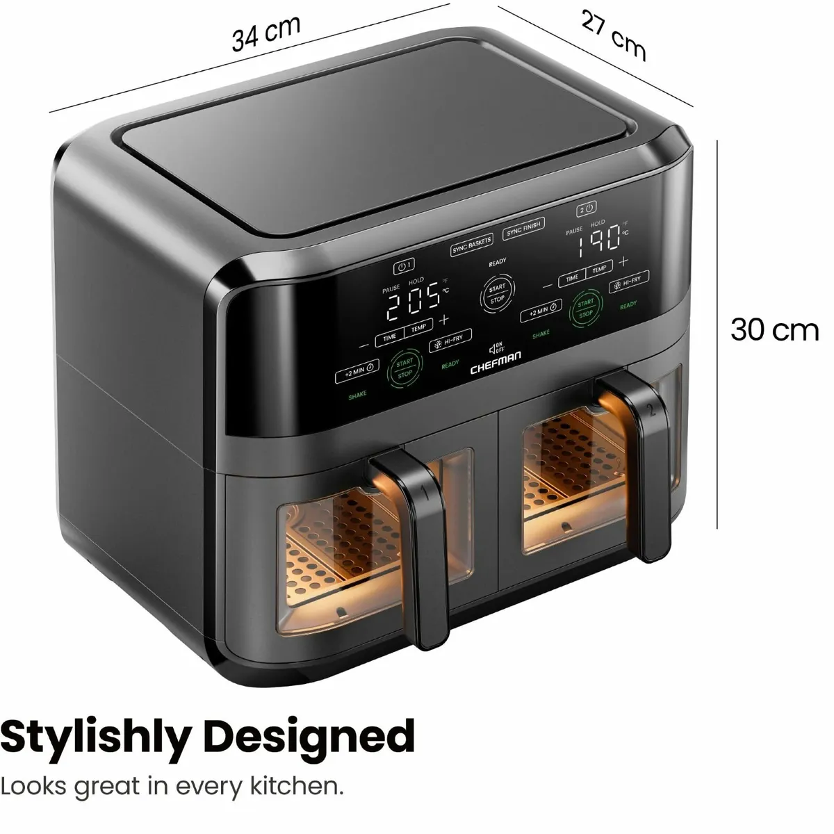 5.6L Dual Air Fryer Oven Dishwasher Safe Frying - Image 3