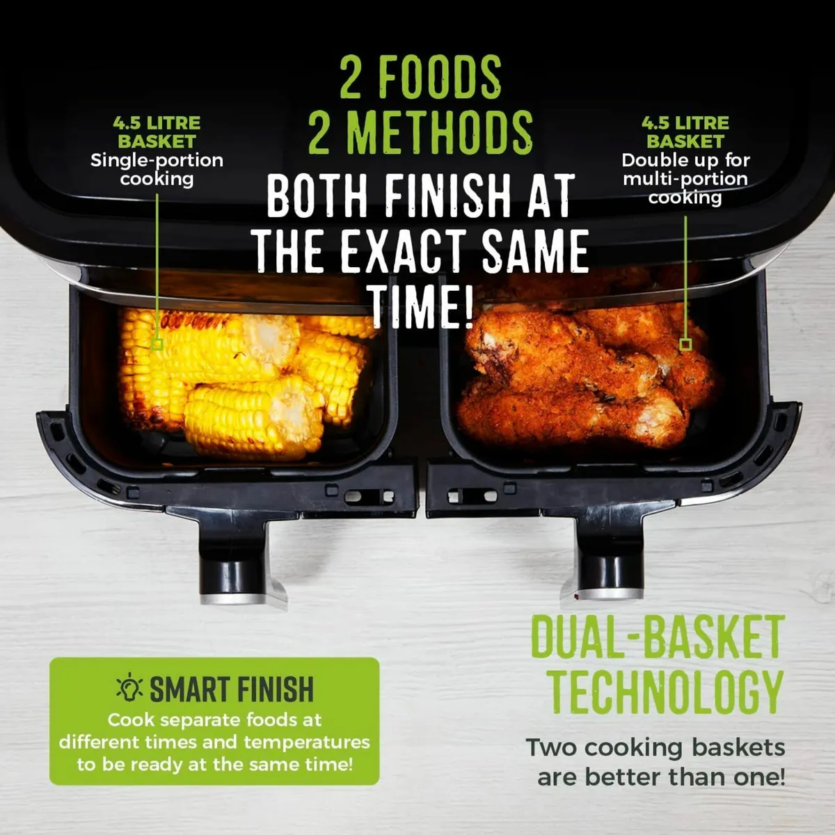 T17088 Vortx 9L Dual Basket Air Fryer with Smart - Image 4