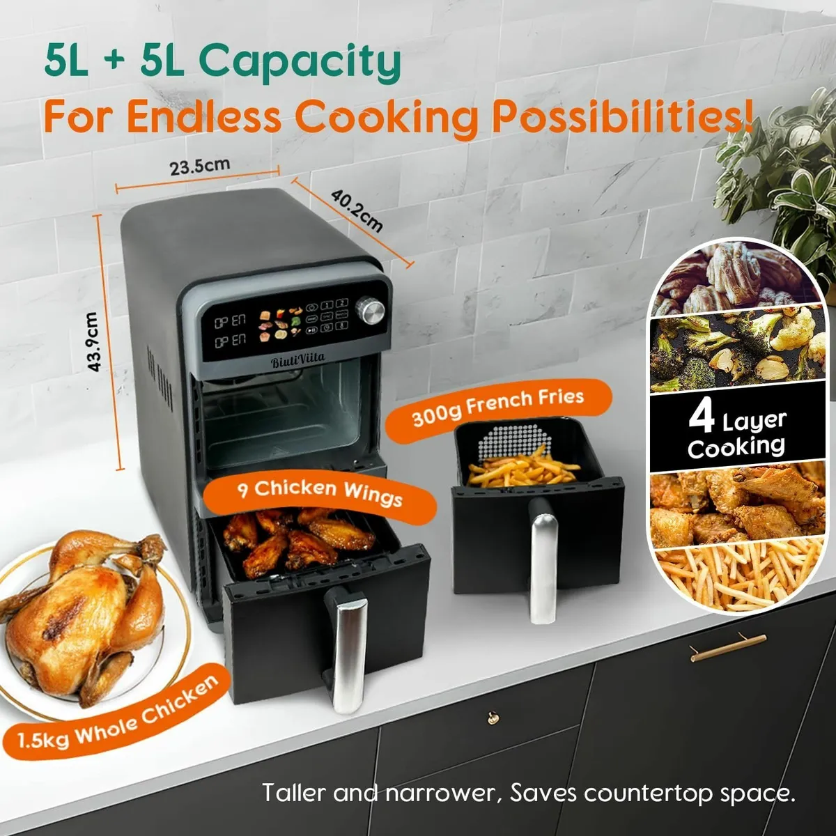 10L Double Stack Air Fryer with Dual Basket 2 - Image 2