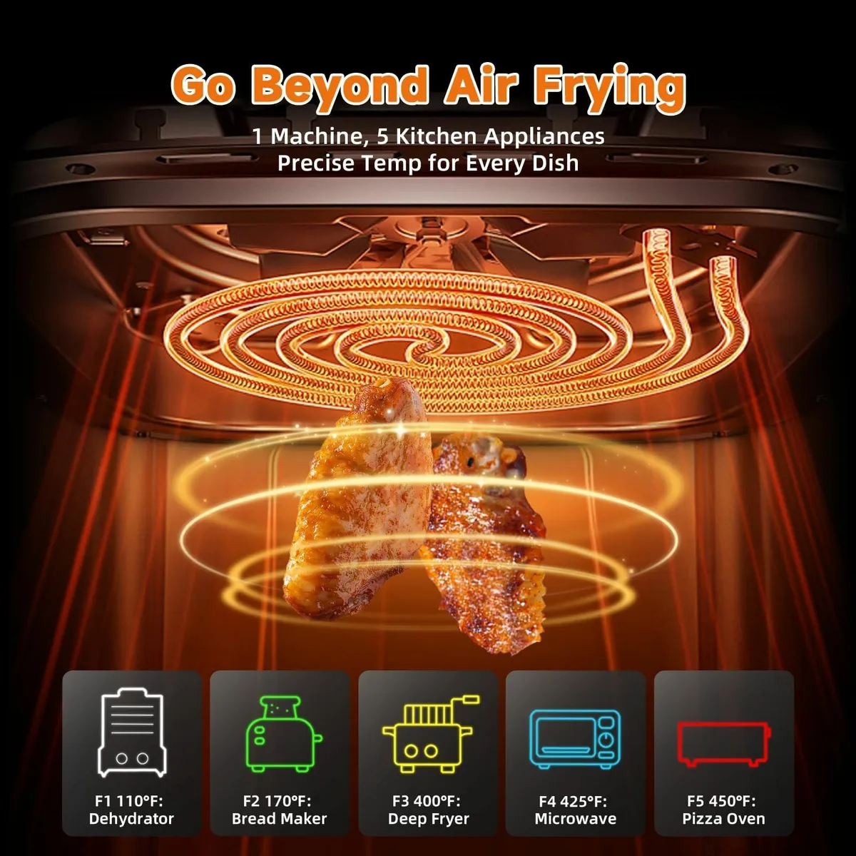 Air Fryer 8-in-1 4.6L with DC Motor Space-Saving - Image 4