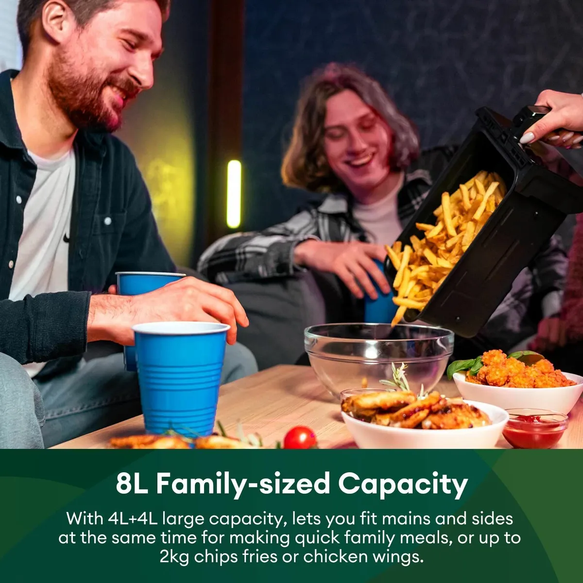 Dual Air Fryer 8L Family Sized 2 Nonstick Viewing - Image 2