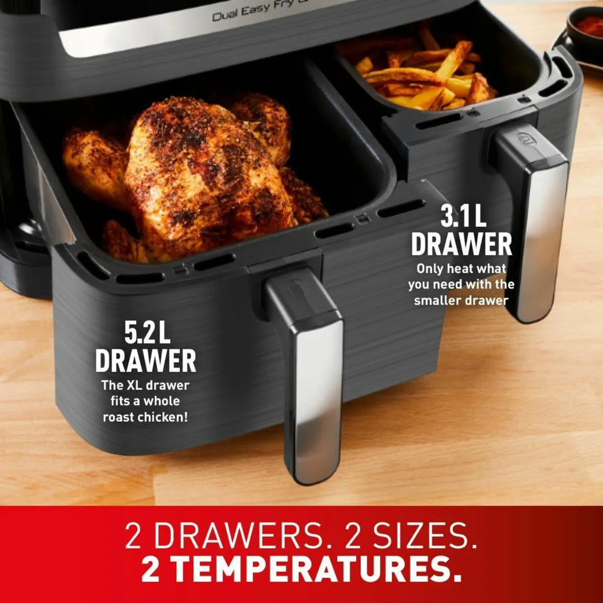 Easy Fry Dual Zone Digital air fryer 2 Drawers - Image 2