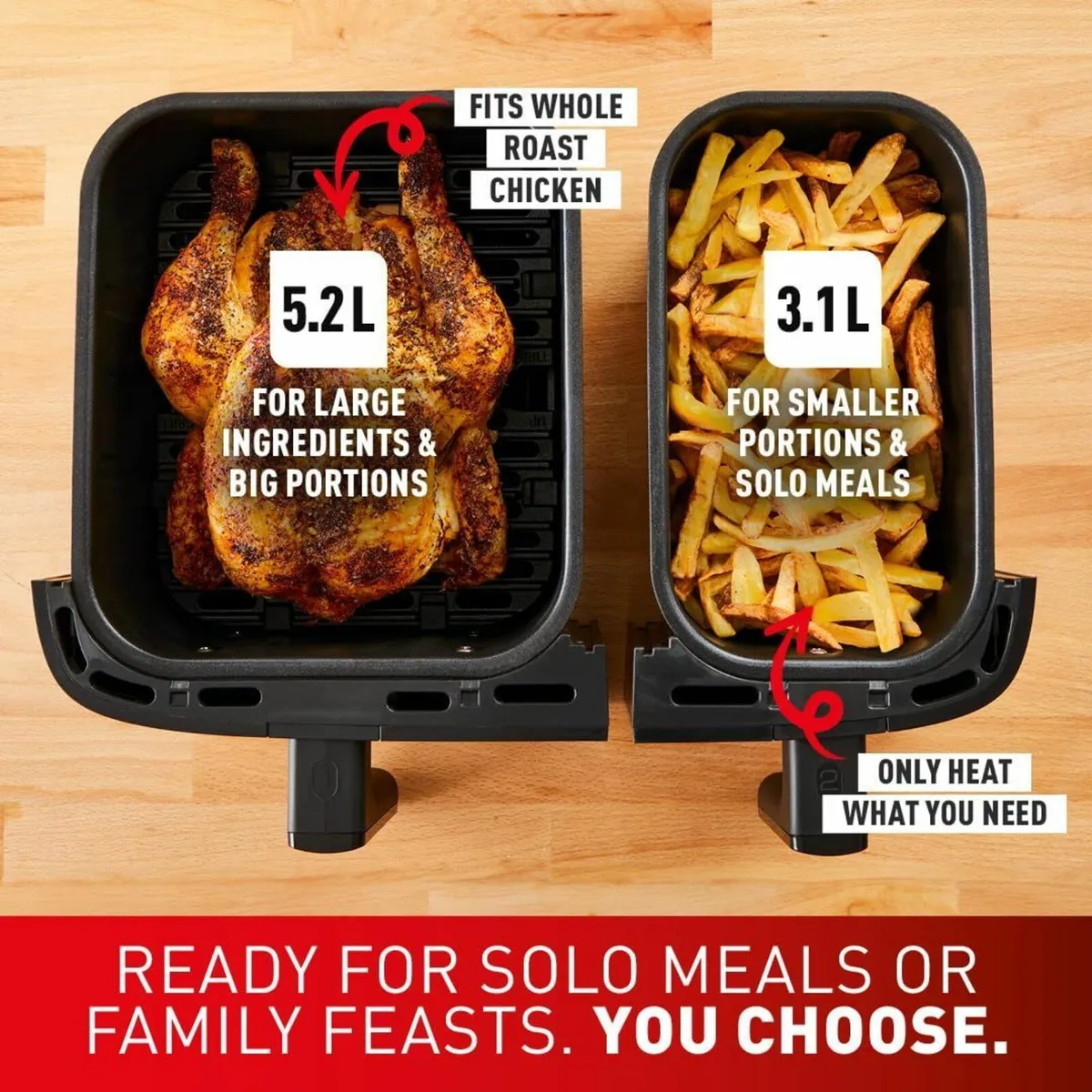 Easy Fry Dual Zone Digital air fryer 2 Drawers - Image 3