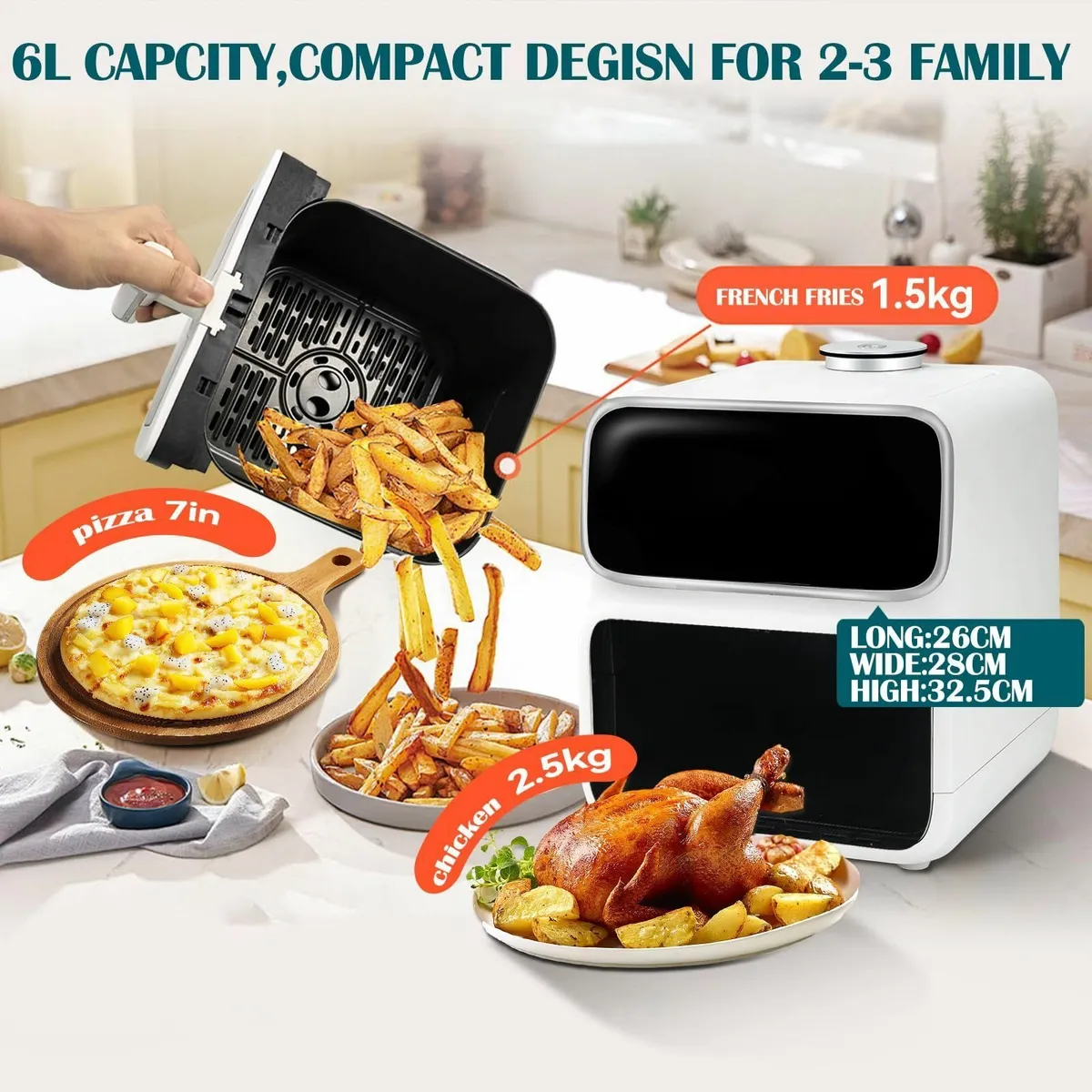 6L Air Fryer with Mist Roast Juicy Tender Tech，7 - Image 4