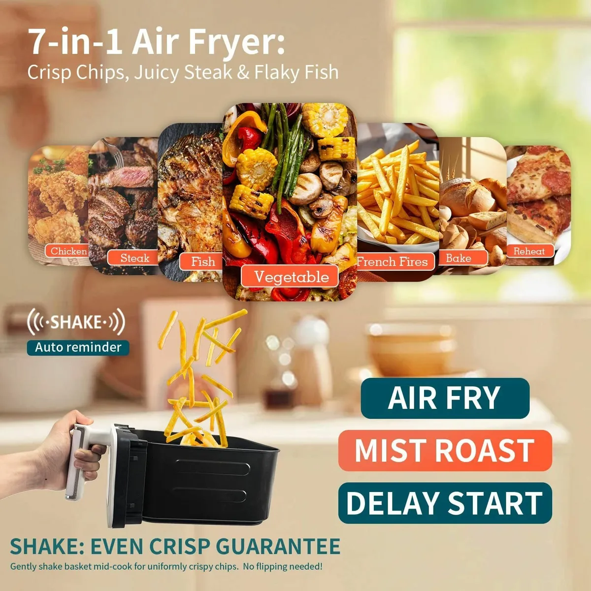 6L Air Fryer with Mist Roast Juicy Tender Tech，7 - Image 3