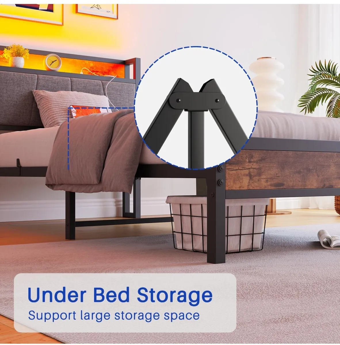 Bed Frame with Charging Station and Led - Image 4