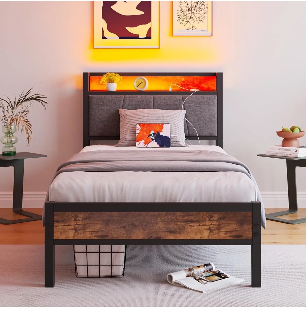 Bed Frame with Charging Station and Led - Image 4