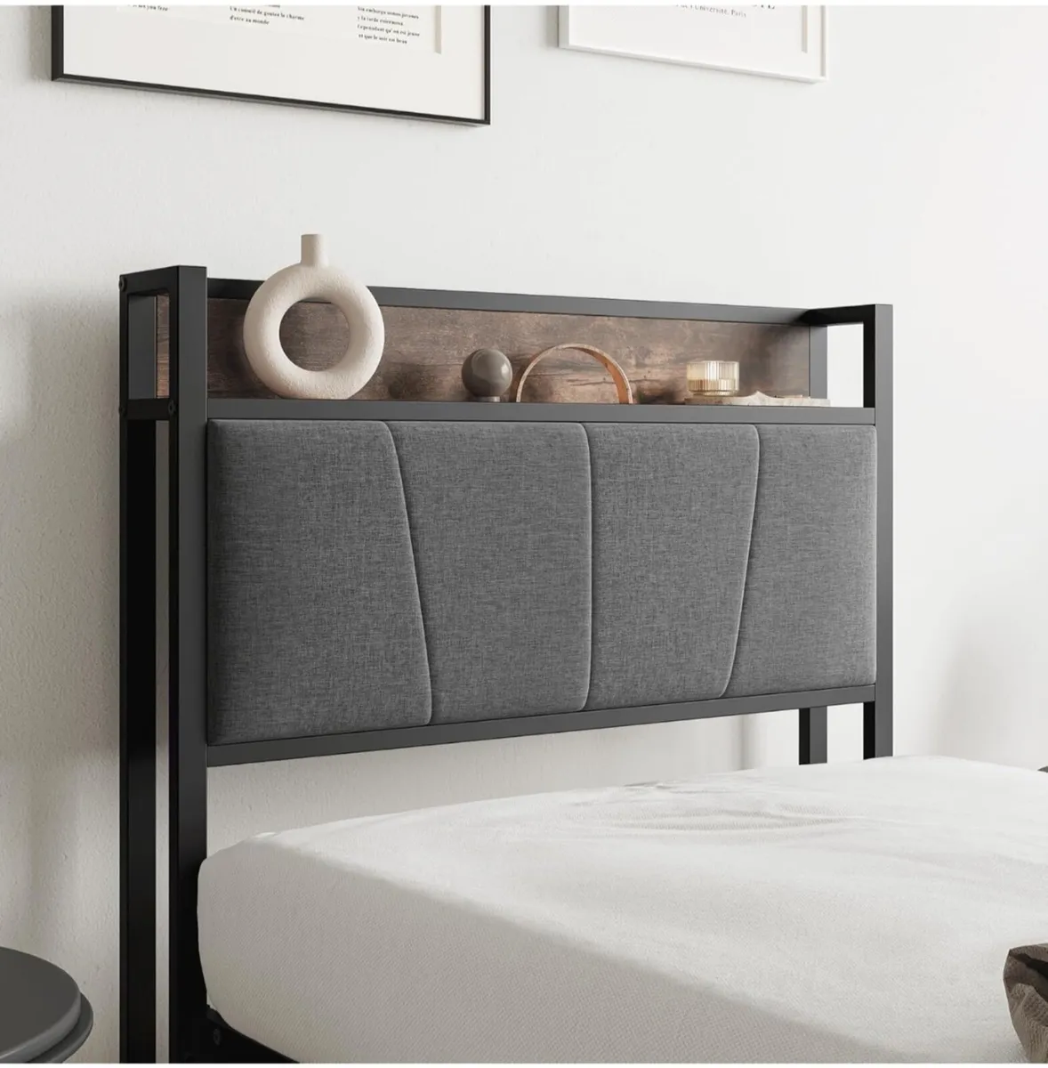 3ft Single Bed Frame with Storage Headboard - Image 3