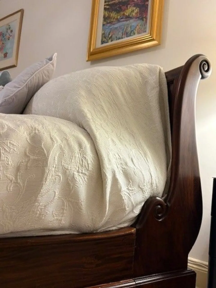 Sleigh Double Bed & Comfortable Mattress - Image 3
