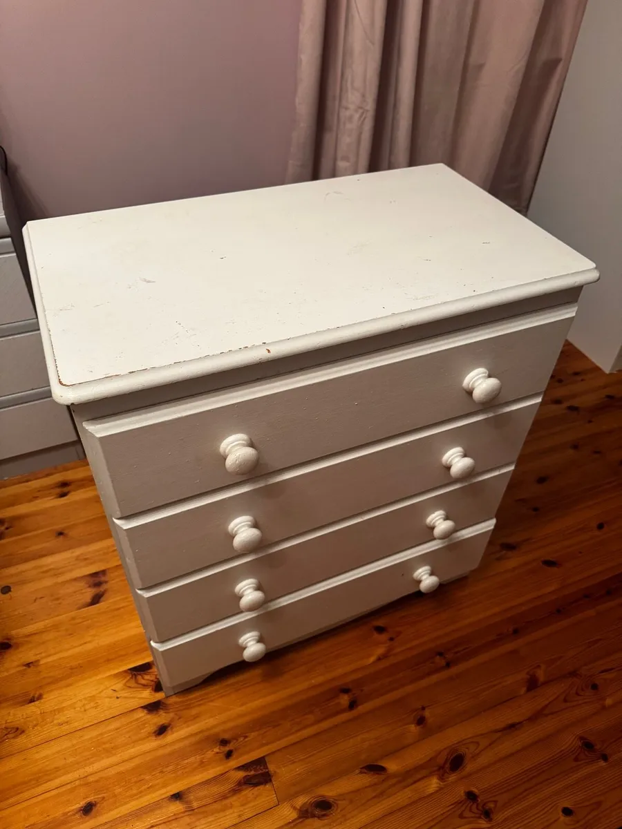 Chest of drawers white - wood - Image 1