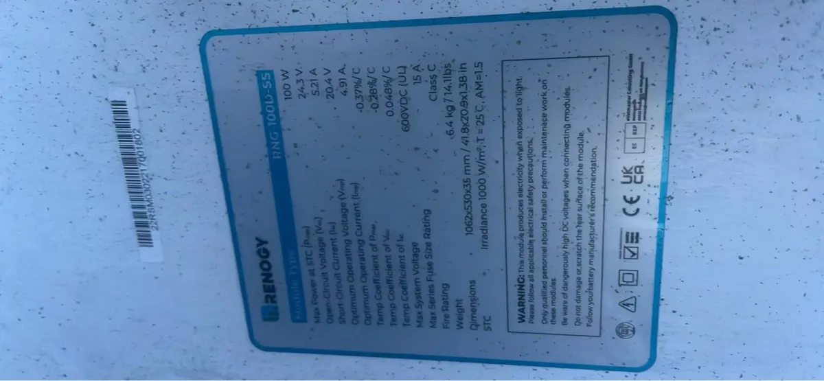 100w solar panel for van/camper - Image 2