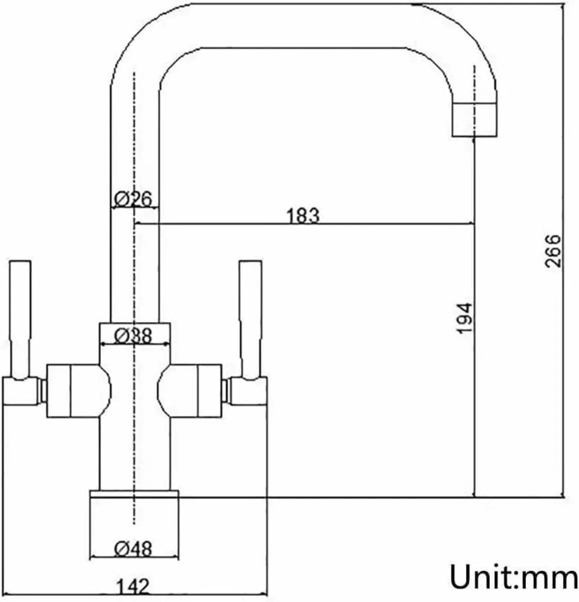 Kitchen Mixer Taps Monobloc Dual Lever Chrome - Image 2