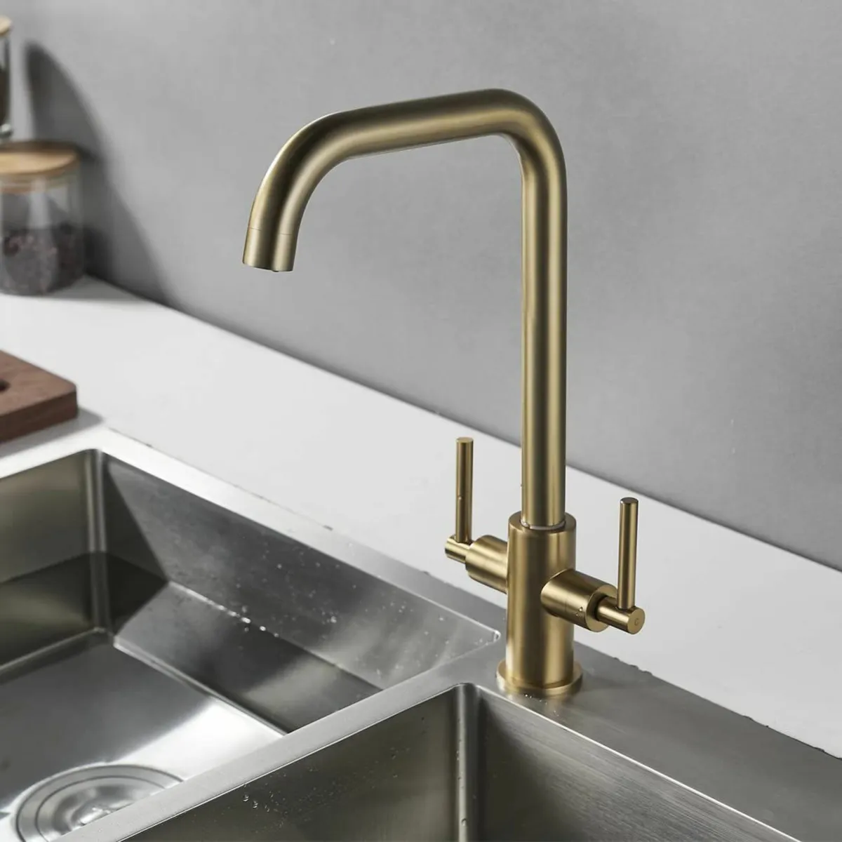 Kitchen Mixer Taps Monobloc Dual Lever Chrome - Image 3