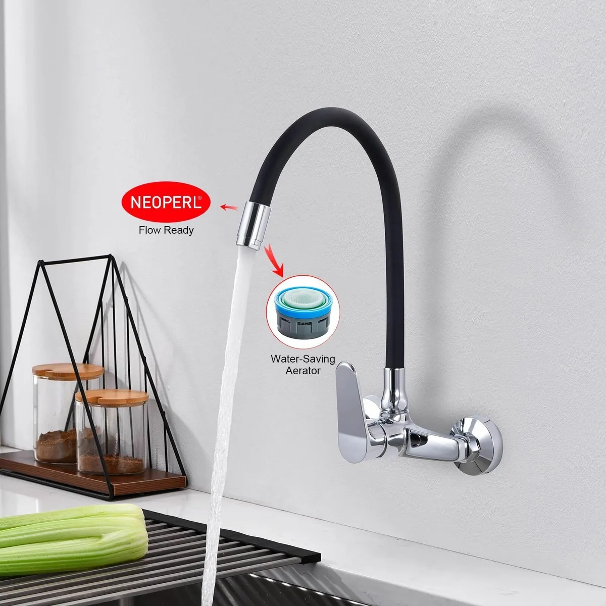 M16559-2 Wall Mounted Kitchen Tap Single Lever - Image 3