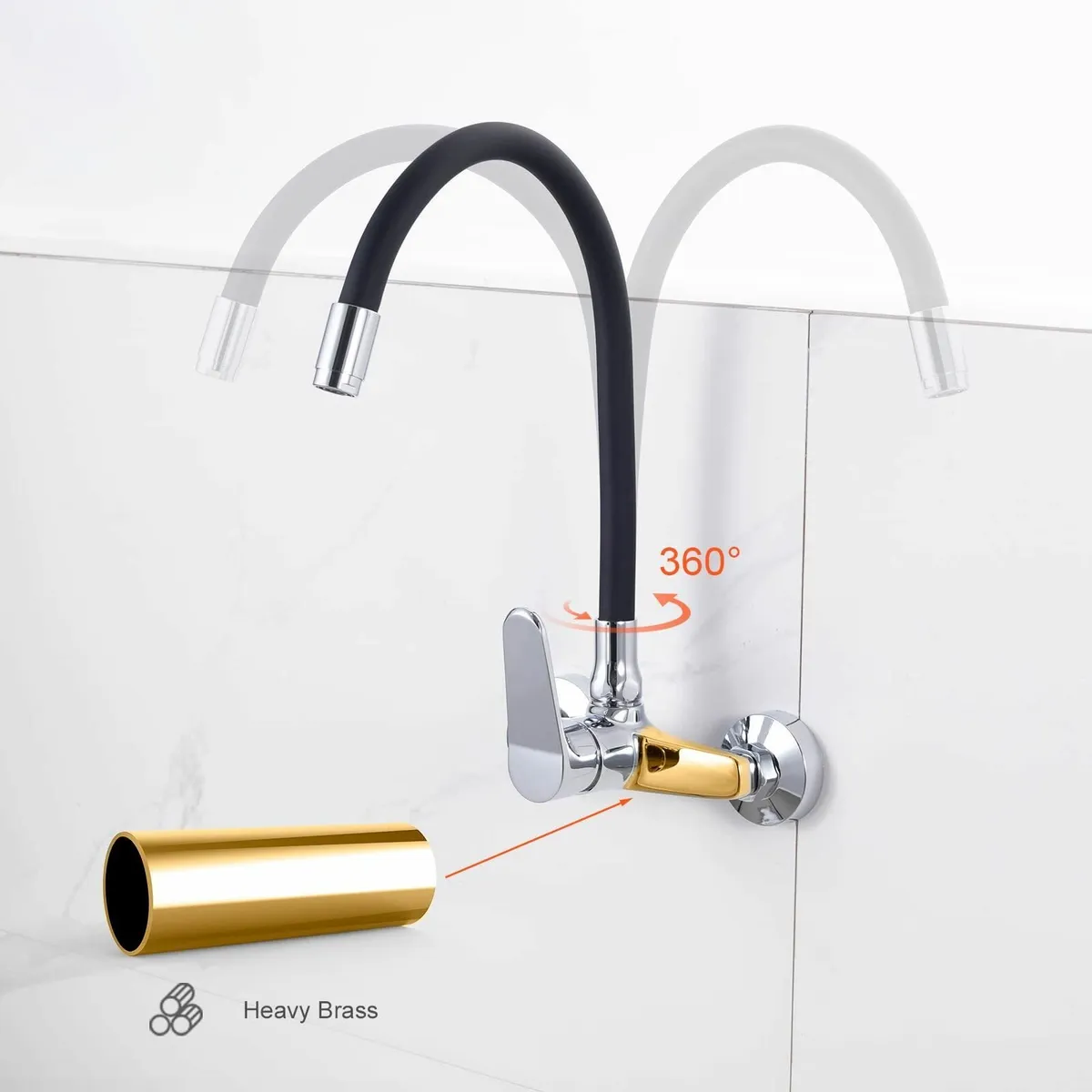 M16559-2 Wall Mounted Kitchen Tap Single Lever - Image 4