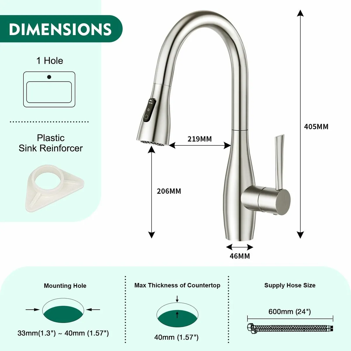 Touch Sensor Kitchen Tap On Mixer with Pull Out - Image 2
