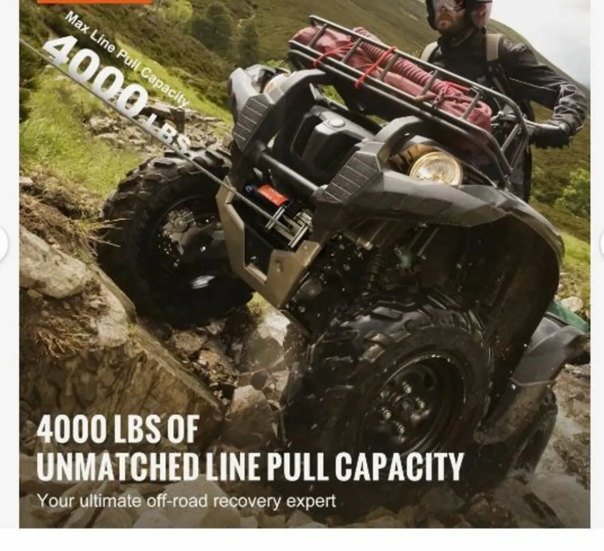 Electric Winch ATV UTV 1814.4 kg Steel - Image 2