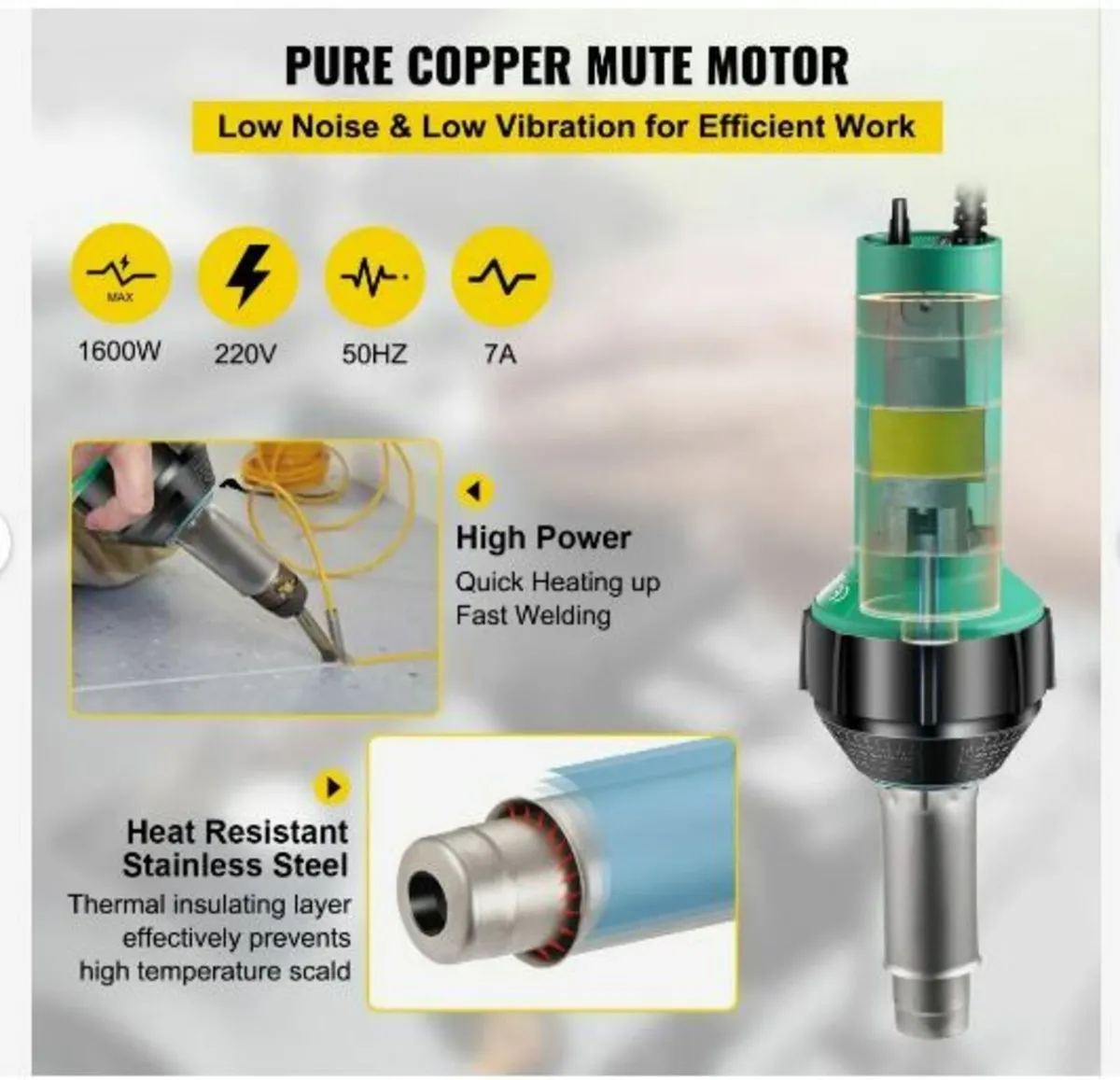 Roofing Welder, 8 Pcs PVC Welding Gun, 1600W - Image 4