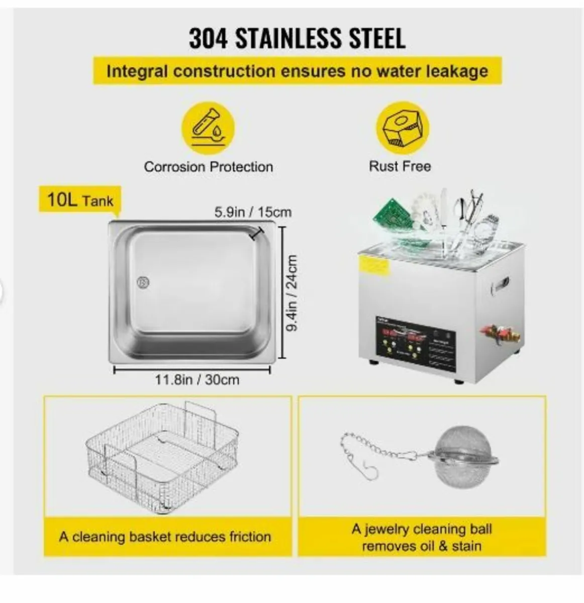 10L Upgraded Ultrasonic Cleaner (400W Heater - Image 2