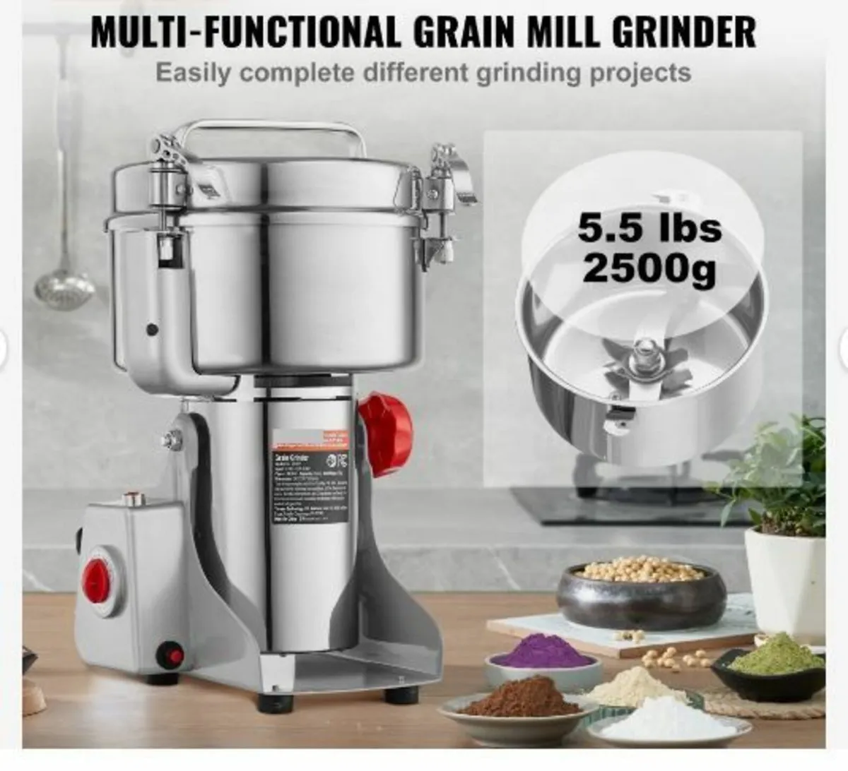 2500g Electric Grain Mill Grinder - Image 2